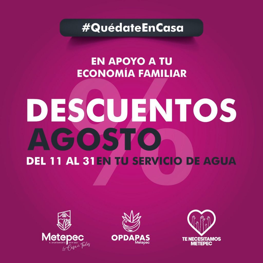  Informes 208 32 00 y 32 extensiones 223 y 224, redes sociales, Twitter: @MetepecOPDAPAS y en Facebook: Opdapas de Metepec.